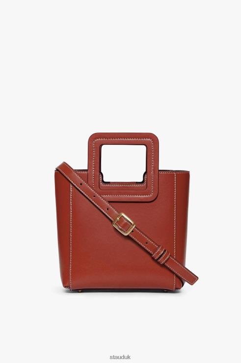 J8R0H823 MINI SHIRLEY LEATHER BAG Women STAUD Accessories Cognac