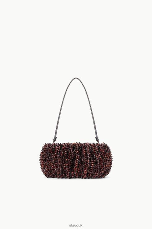 J8R0H682 BEADED BEAN BAG MAHOGANY Women STAUD Clothing Mahogany/Black