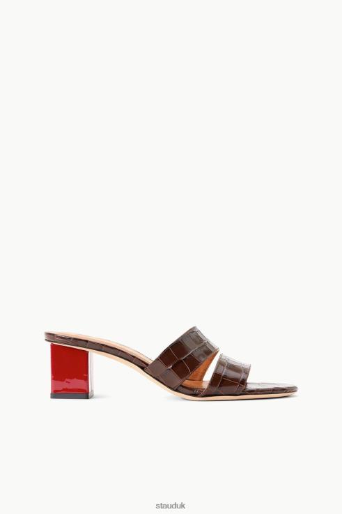 J8R0H867 JULES BLOCK HEEL ESPRESSO RUBY Women STAUD Shoes Espresso Croc Embossed Ruby Patent