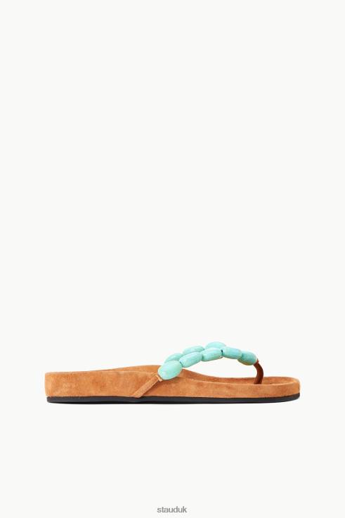J8R0H657 ANDRE SLIDE Women STAUD Clothing Tan Suede Turquoise