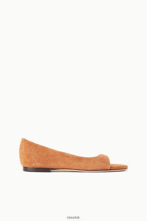 J8R0H912 DOMINIQUE FLAT Women STAUD Shoes Tan Suede